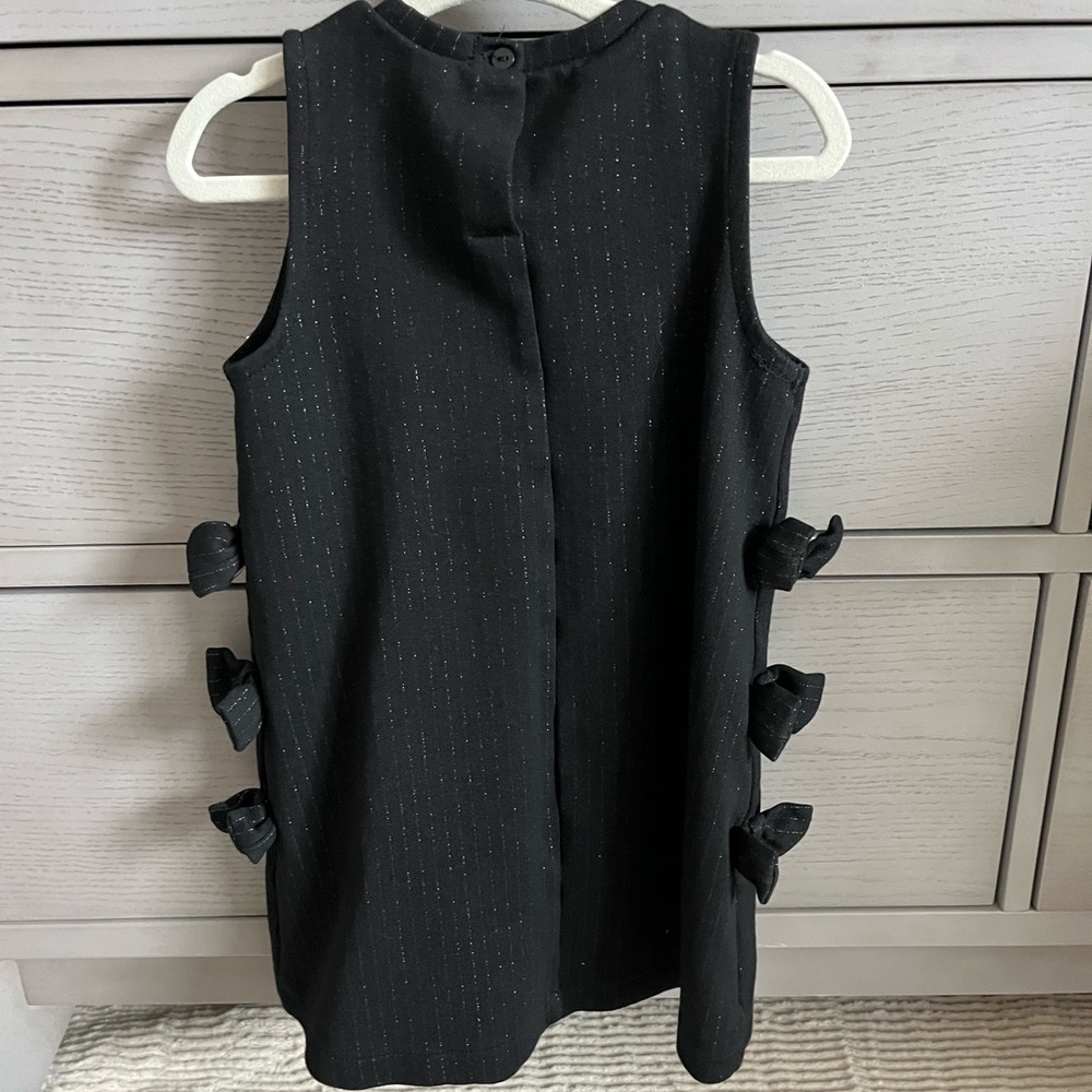 NWOT Zara Girls Black Knit Sleeveless Dress with Bow Details - Picture 6 of 7